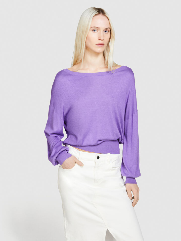 Top made of silk blend - women's boat neck sweaters - Lilac | Sisley image number 4
